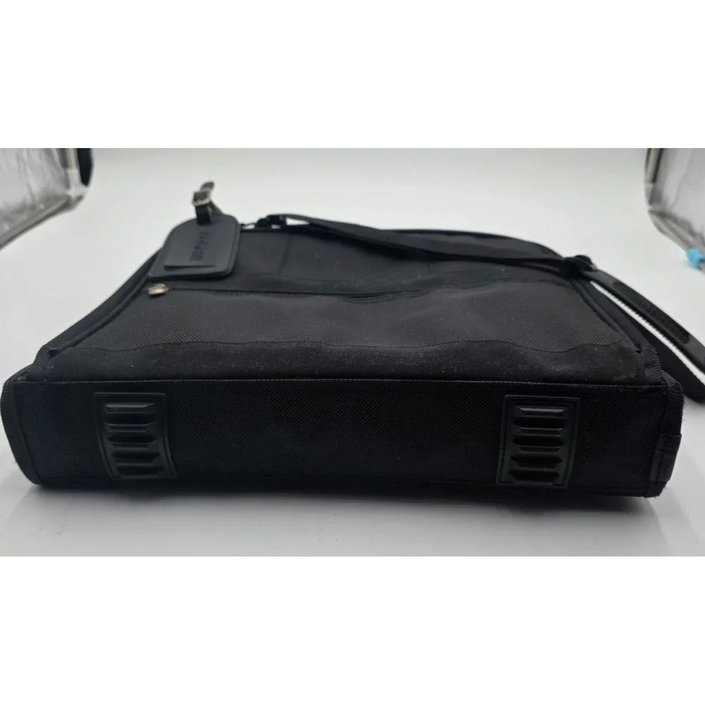 Vintage Compaq Black Nylon Laptop Messenger Bag Briefcase With Strap 14.5x13x4in